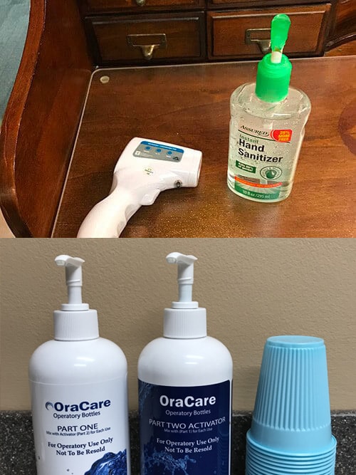 Hand sanitizer and thermometer 